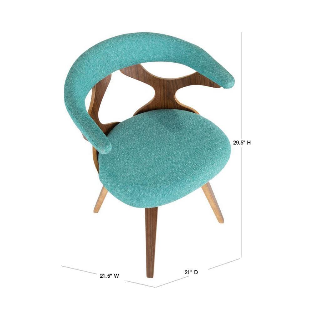 Gardenia Mid-Century Modern Dining Accent Chair with Swivel Teal - LumiSource: Upholstered, Wood Legs, No Assembly Required