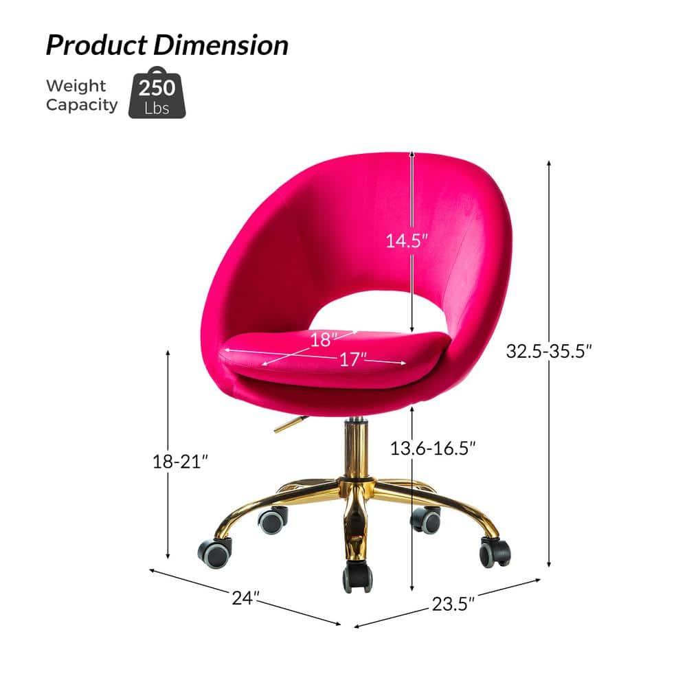 Velvet Swivel Rolling Home Office Chair Adjustable Desk Chair Fuchsia