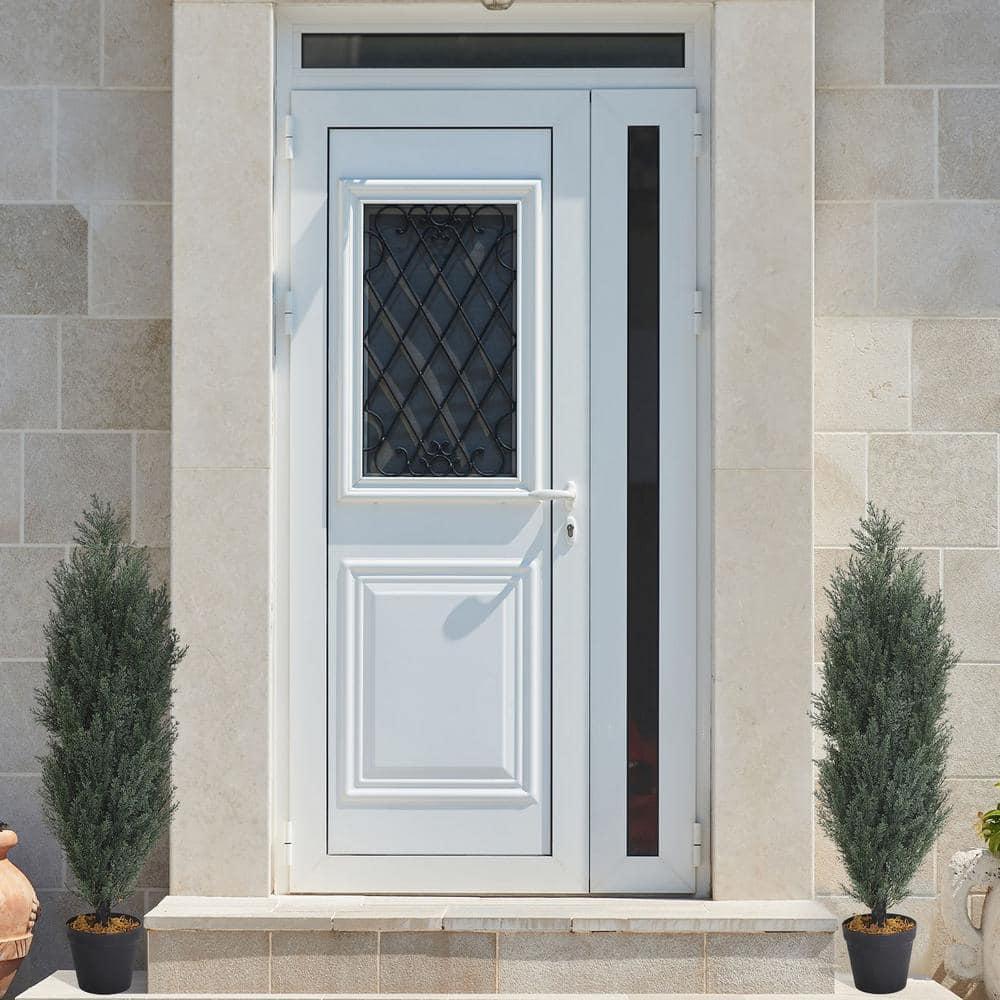 Poetree 2 Pack 3 ft Cedar Plants Outdoor Artificial Topiary Fake Tree UV Resistant Potted Tree for Porch Decor Faux Pine Tree