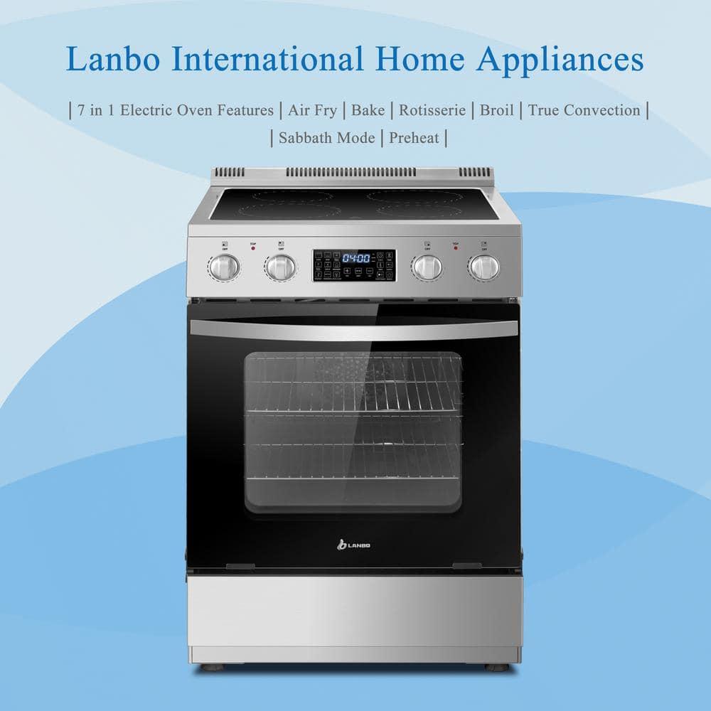 Lanbo Lanbo 24 Inch 2.9 Cu.ft Freestanding Electric Range with Air Fry, Rotisserie and True Convection Oven, Stainless Steel LBERT24RCSAA