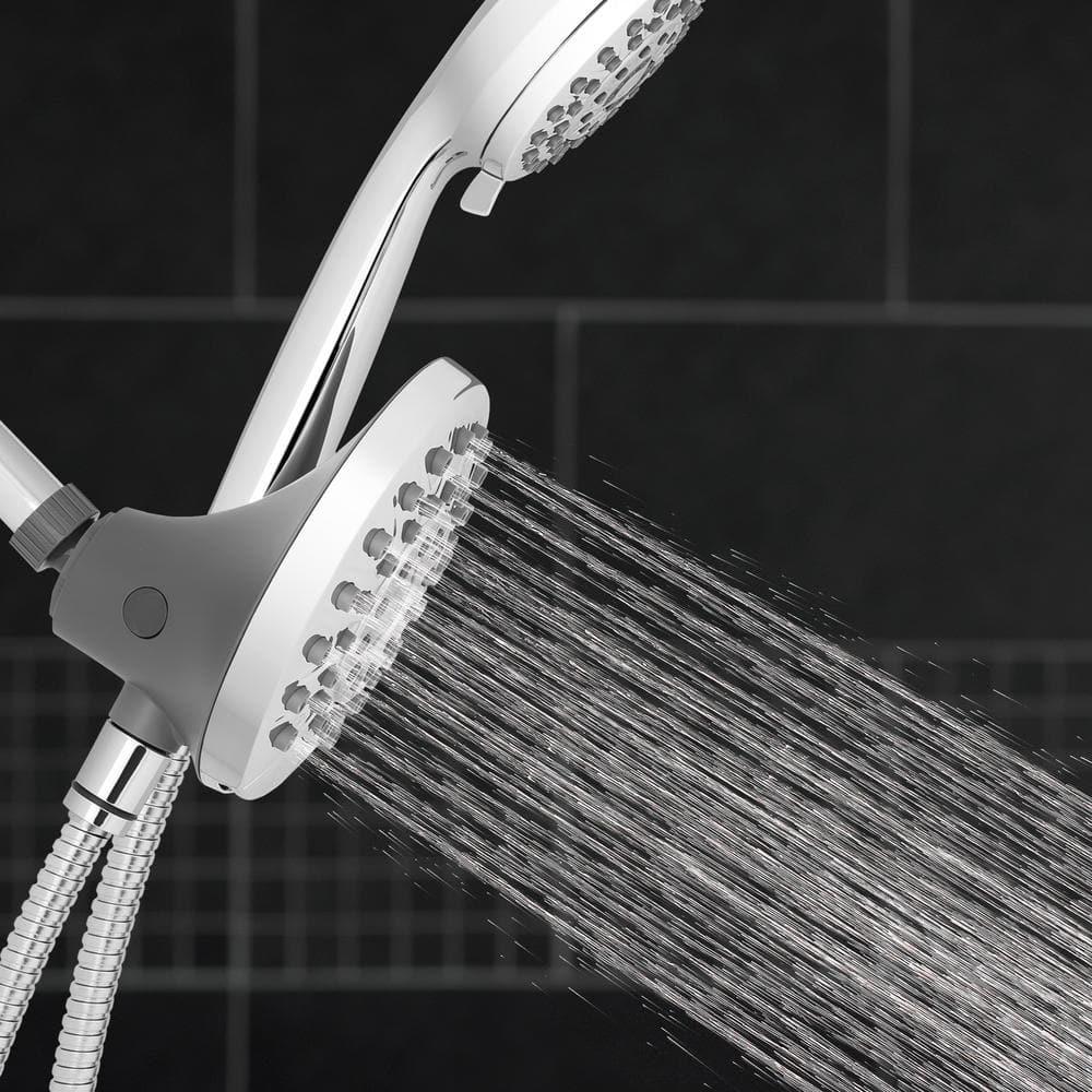 Chrome Dual Shower Head System with Handheld and Rain Settings