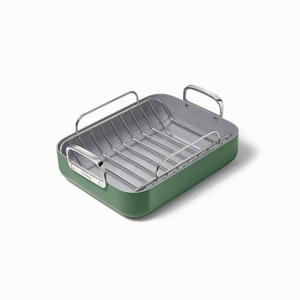 Caraway ® Sage Ceramic Non-Stick Roasting Pan with Rack