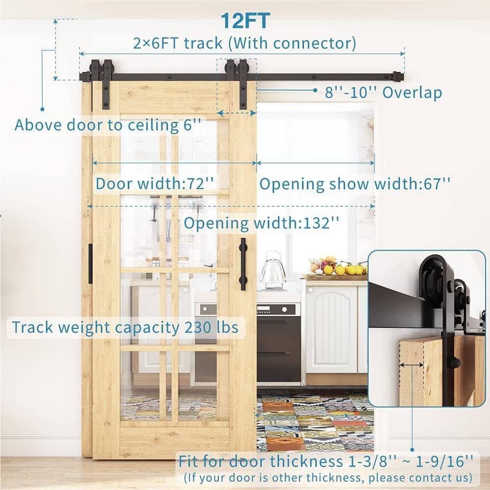 LAZ Single Bypass Double Door Barn Door Hardware Kit