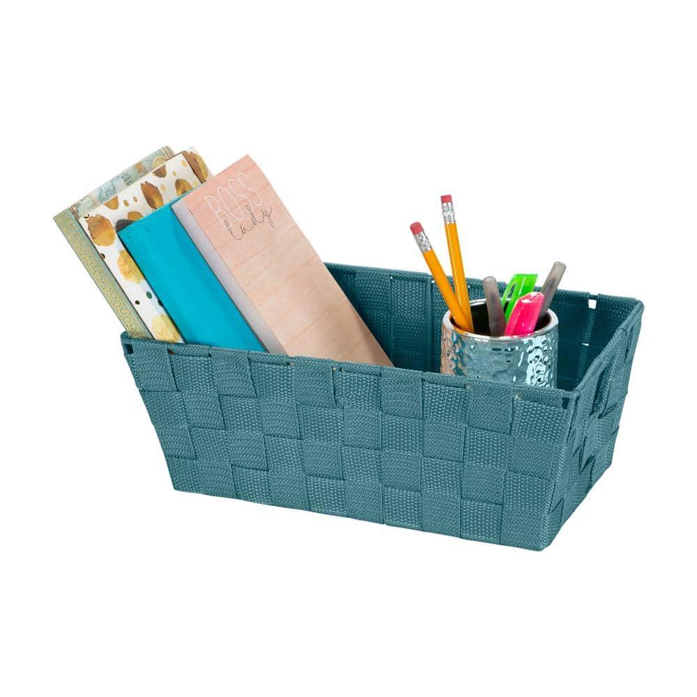 Simplify Small Woven Storage Shelf Bin in Sapphire