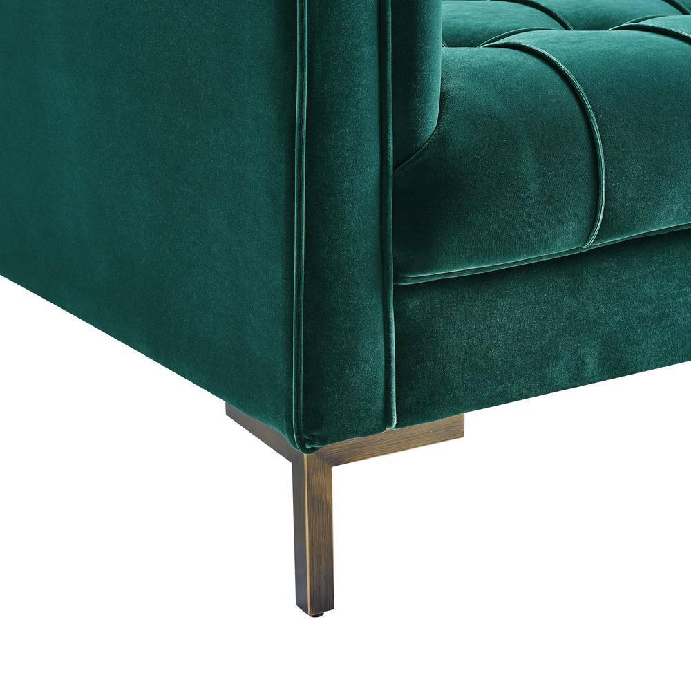 Isaac 84" Green Velvet Tufted Tuxedo Arm Sofa
