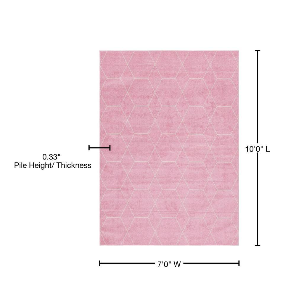 Unique Loom 7' 0 x 10' 0 Trellis Frieze Geometric Light Pink Area Rug