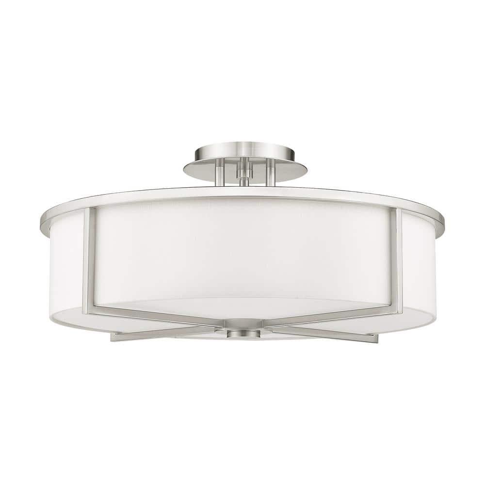 Livex Lighting Wesley 4 - Light Semi-Flush Mount in  Brushed Nickel