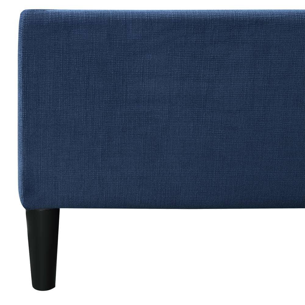 Convenience Concepts Designs4Comfort Magnolia Storage Ottoman with Reversible Trays, Dark Blue Corduroy