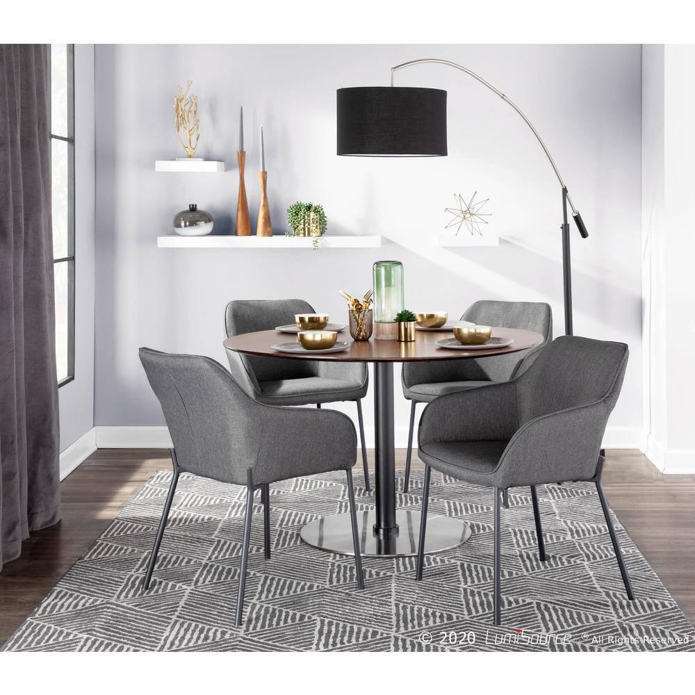 Set of 2 Daniella Contemporary Dining Chairs Charcoal Gray - LumiSource: Upholstered, Metal Legs, Floor Protectors