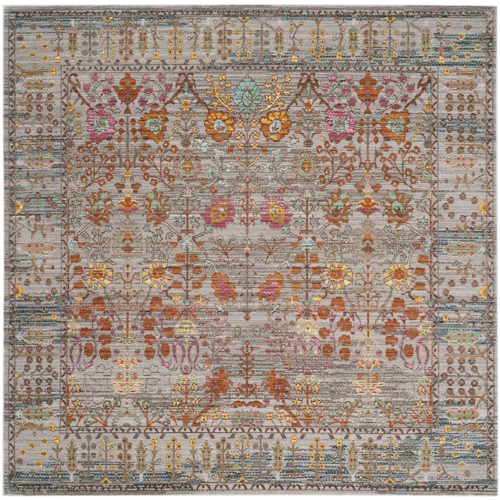 Valencia VAL108 Power Loomed Indoor Area Rug - Grey/Multi - 6'7"x6'7" - Safavieh