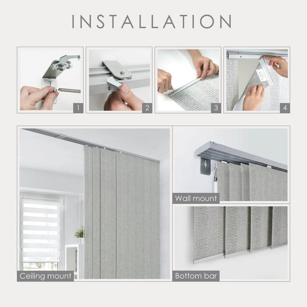 GoDear Design Adjustable Sliding Panel Track Blind 45.8"- 86" W x 96" H, Vertical Blinds, Semi-sheer, Almond