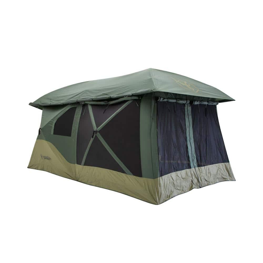 Gazelle Tents T4 Plus Hub Tent Overland Edition, Easy 90 Second Set-Up, Waterproof, UV Resistant, Removable Floor, 4-8 Person, Alpine Green/Oak Moss, 78" x 94" x 165", GT451GR