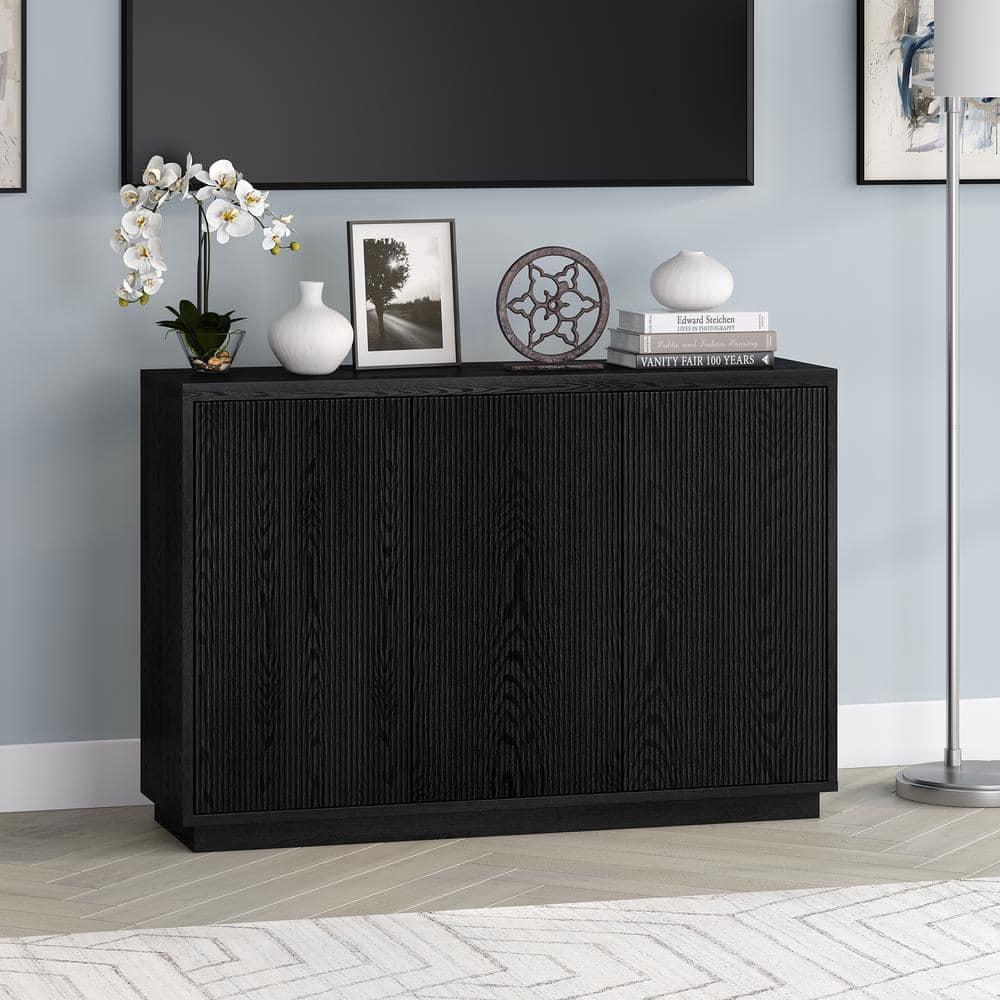 Evelyn&Zoe Alston 48" Wide Rectangular Buffet Table, Black Grain