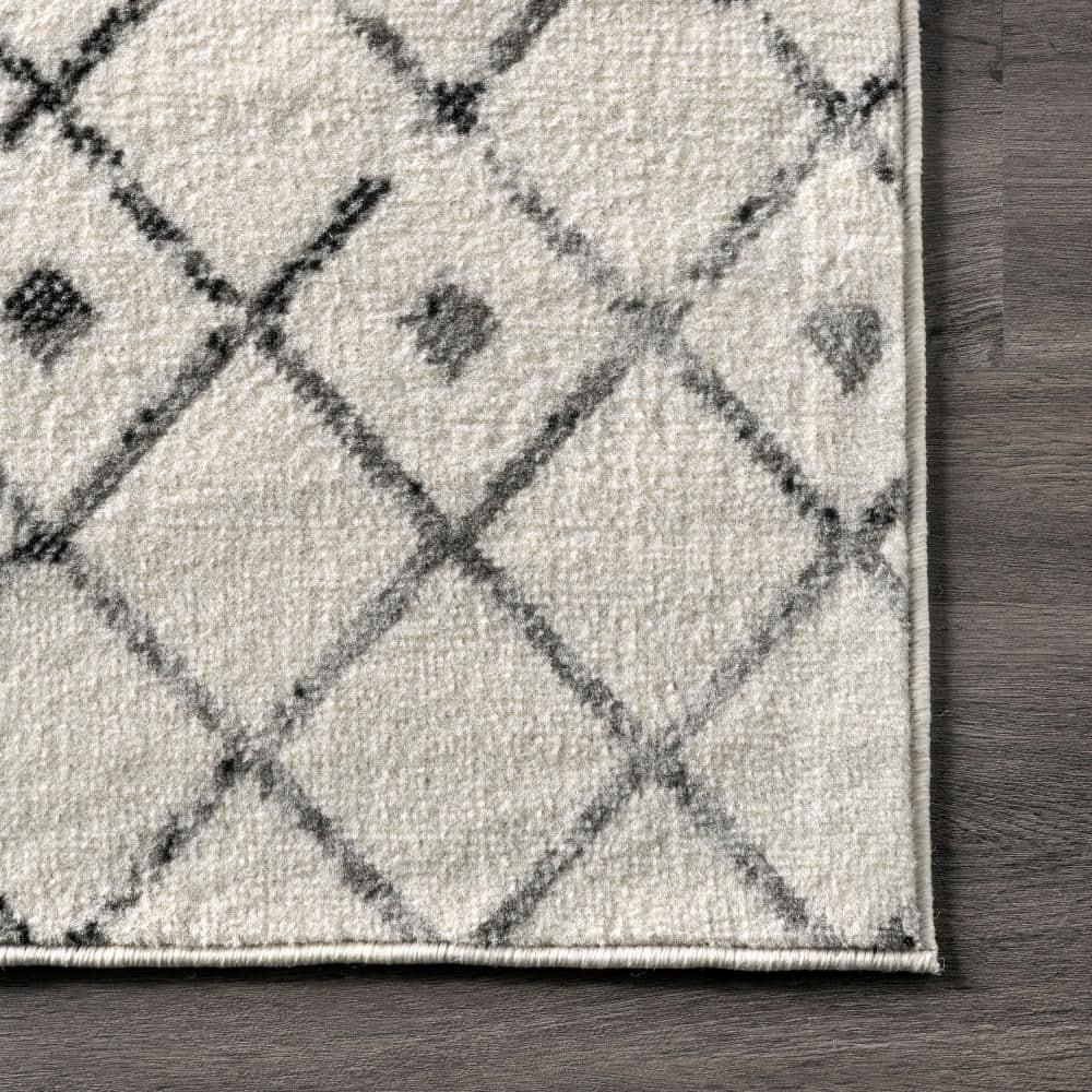 Nuloom 7x9 Zola Geometric Moroccan Indoor Area Rug, Grey, Faded Bohemian Design, Stain Resistant, BedroomLiving Room, Kitchen,