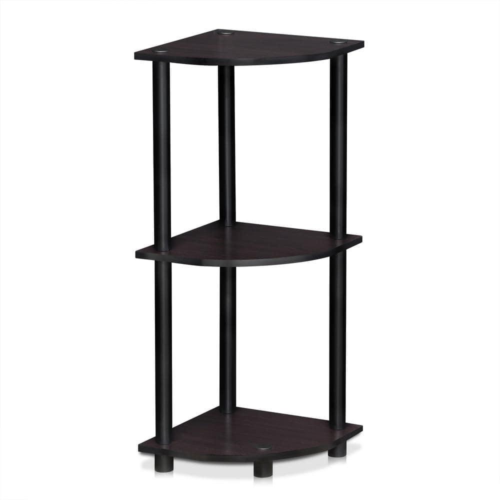 Furinno 3-Tier Corner Display Rack Multipurpose Shelving Unit Industrial Ladder Bookcase,Dark Walnut
