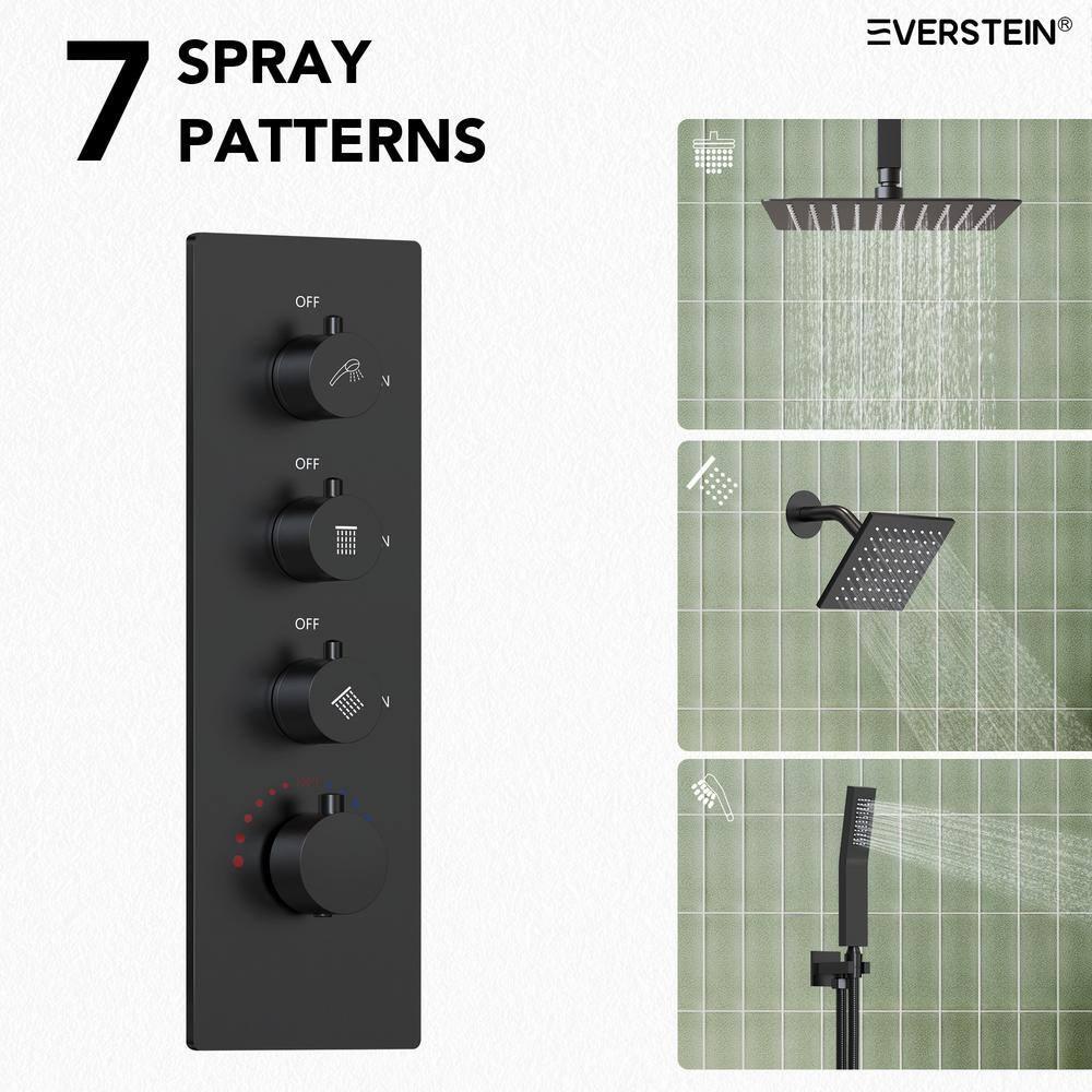 Thermostatic Shower Faucet System,16" & 6" Dual Shower Head with Rough-In Valve