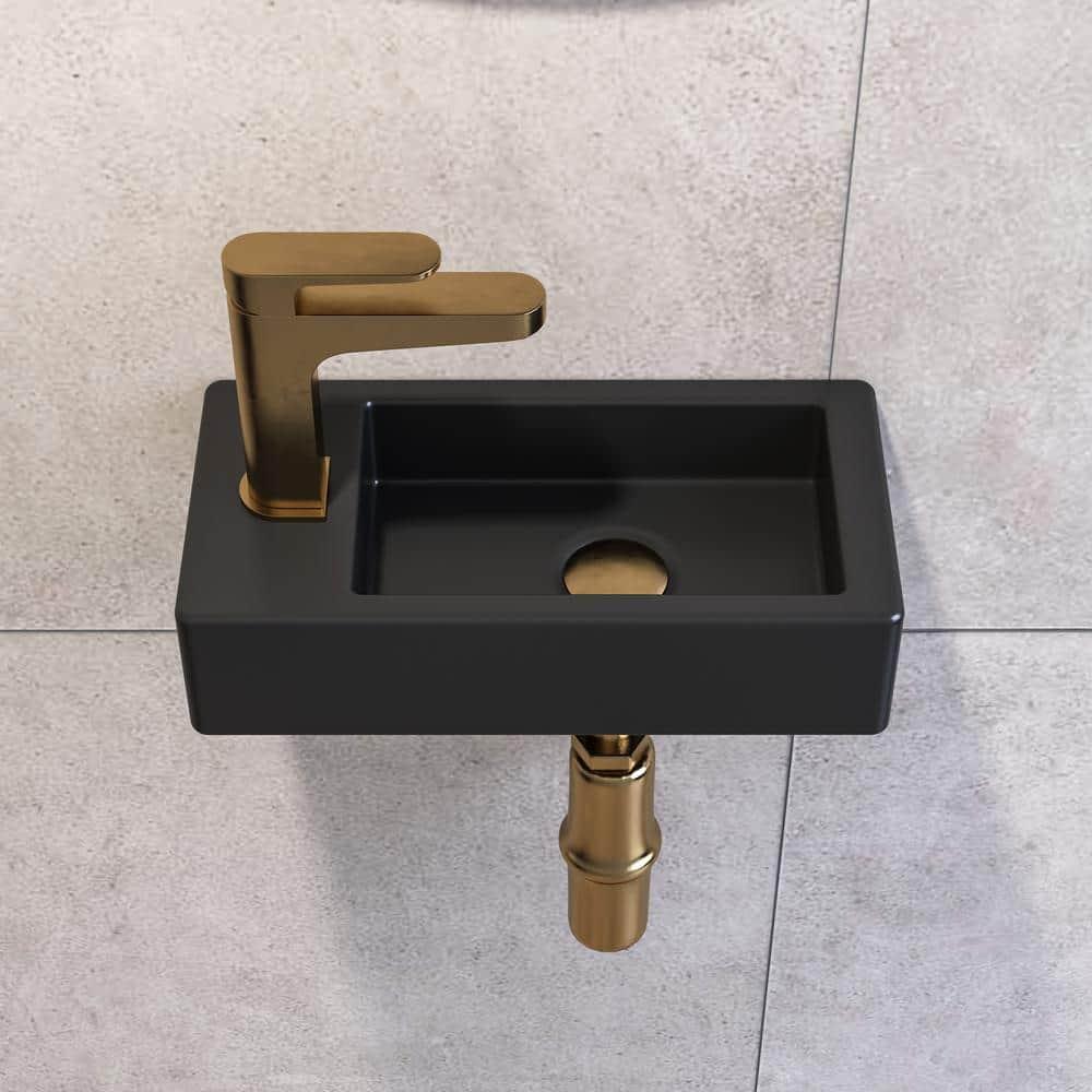 Liberty 14.57'' x 7'' Vitreous China Rectangular Wall Mount Bathroom Sink with Left Faucet Hole for Small Space