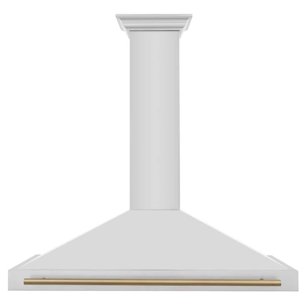 ZLINE 48 in. Autograph Edition Convertible Stainless Steel Range Hood W/ Stainless Steel Shell & Champagne Bronze Accents (KB4STZ-48-CB)