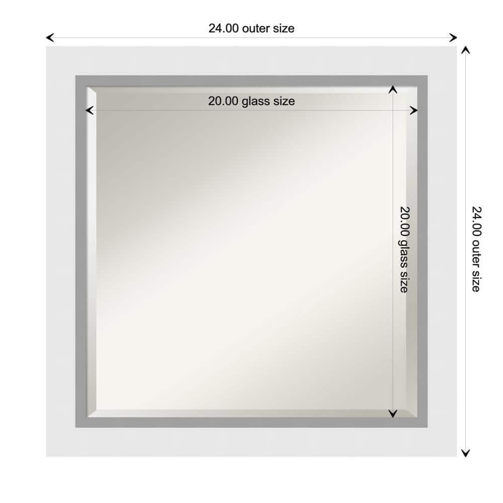 Amanti Art Blanco White Beveled Wood Wall Mirror 24.25 x 24.25 in.
