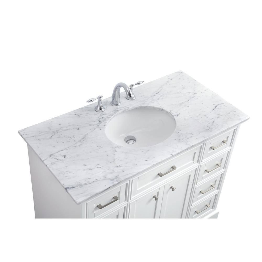 Elegant Decor Americana 42" Single Marble Top Bathroom Vanity in White