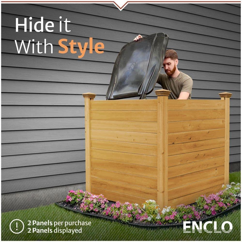 4ft H x 4ft W (2 Panels) No Dig Enclo Premium Wood Privacy Screen, Ideal Outdoor Privacy Wall, Pool Equipment Enclosure, Cedar Privacy Fence, Trash Can Enclosures, Air Conditioner Fence, EC18029