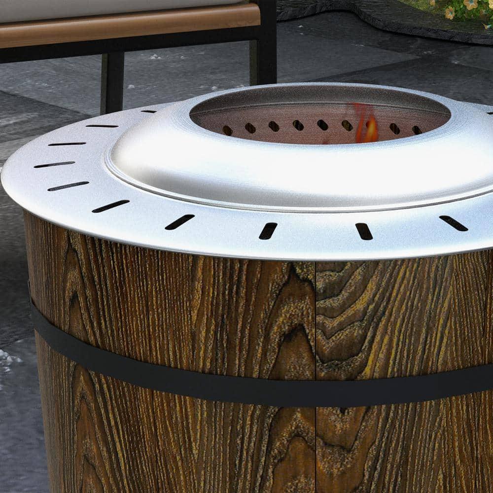 SHANRUGUOJI Outsunny Smokeless Fire Pit With Fireproof Mat, 20" Barrel Style Portable Wood Burning Firepit, Magnesium Oxide Low Smoke Camping Bonfire Stove For Backyard, Patio, Picnic