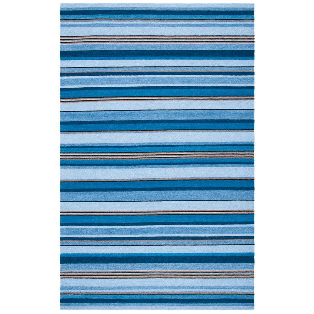 Striped Kilim STK601 Hand Loomed Area Rug - Blue/Rust - 6'x9' - Safavieh.