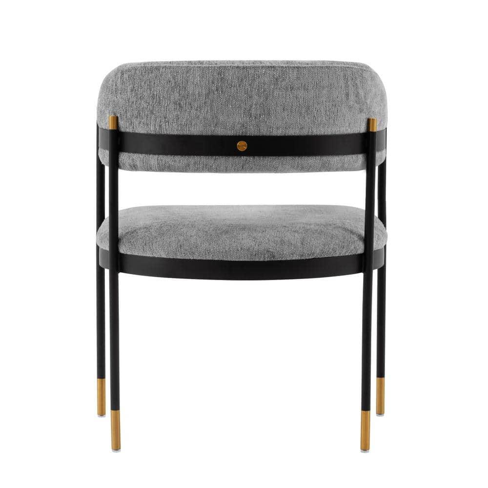 Lia Modern Boucle Upholstered Dining Armchair Gray - Manhattan Comfort: Brushed Gold Accents, No Assembly Required