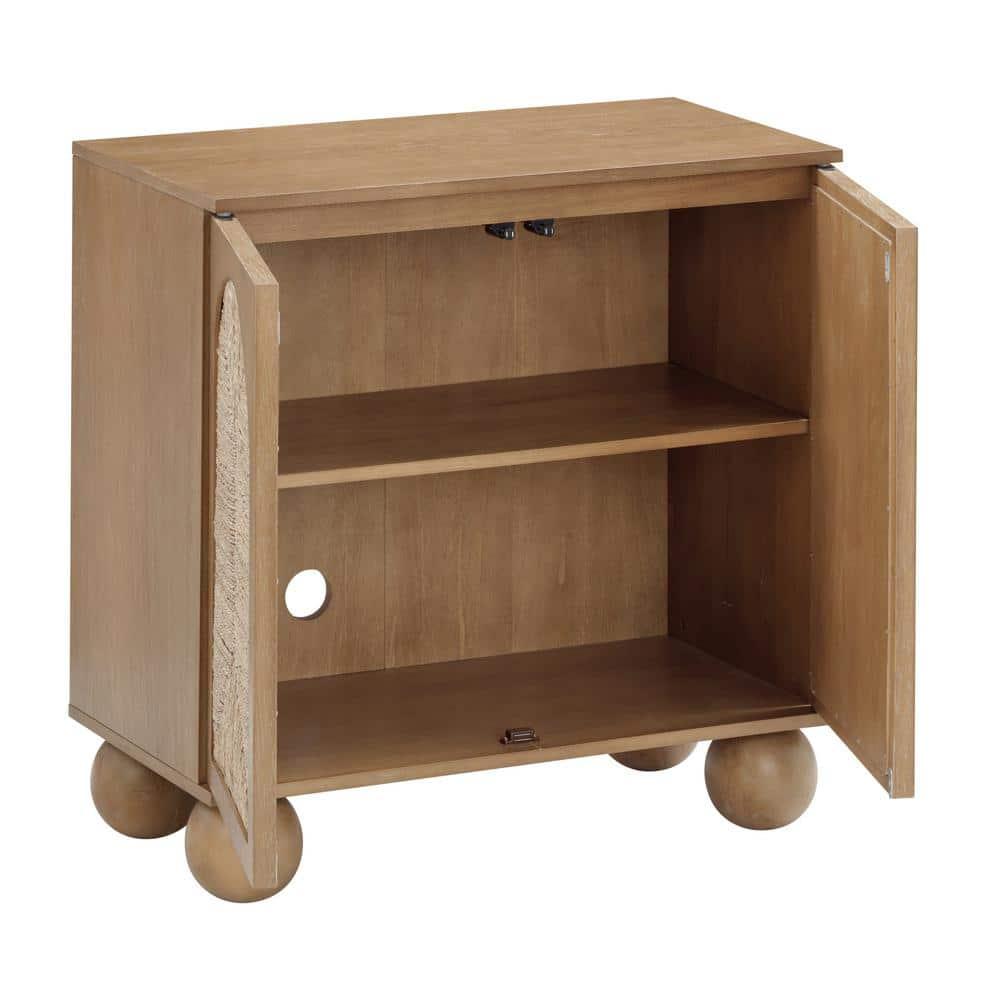 Nathan James Boho Storage Cabinet with Ball-Style Feet and Seagrass Door Panels