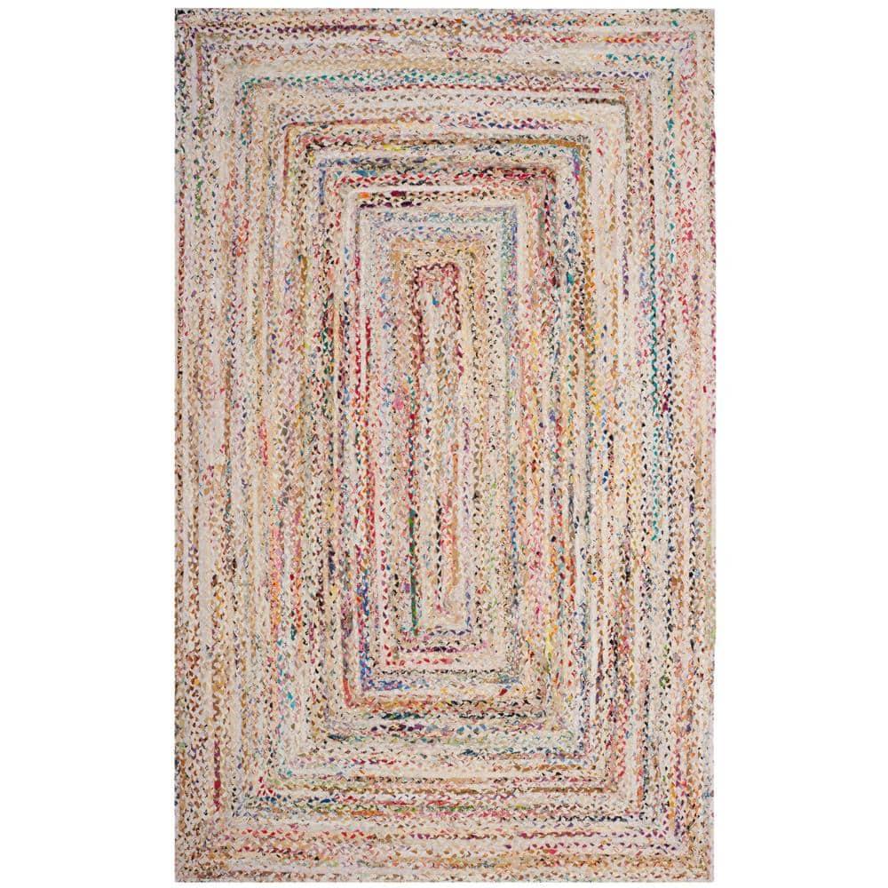 Braided BRD210 Hand Woven Area Rug - Ivory/Multi - 5'x8' - Safavieh.