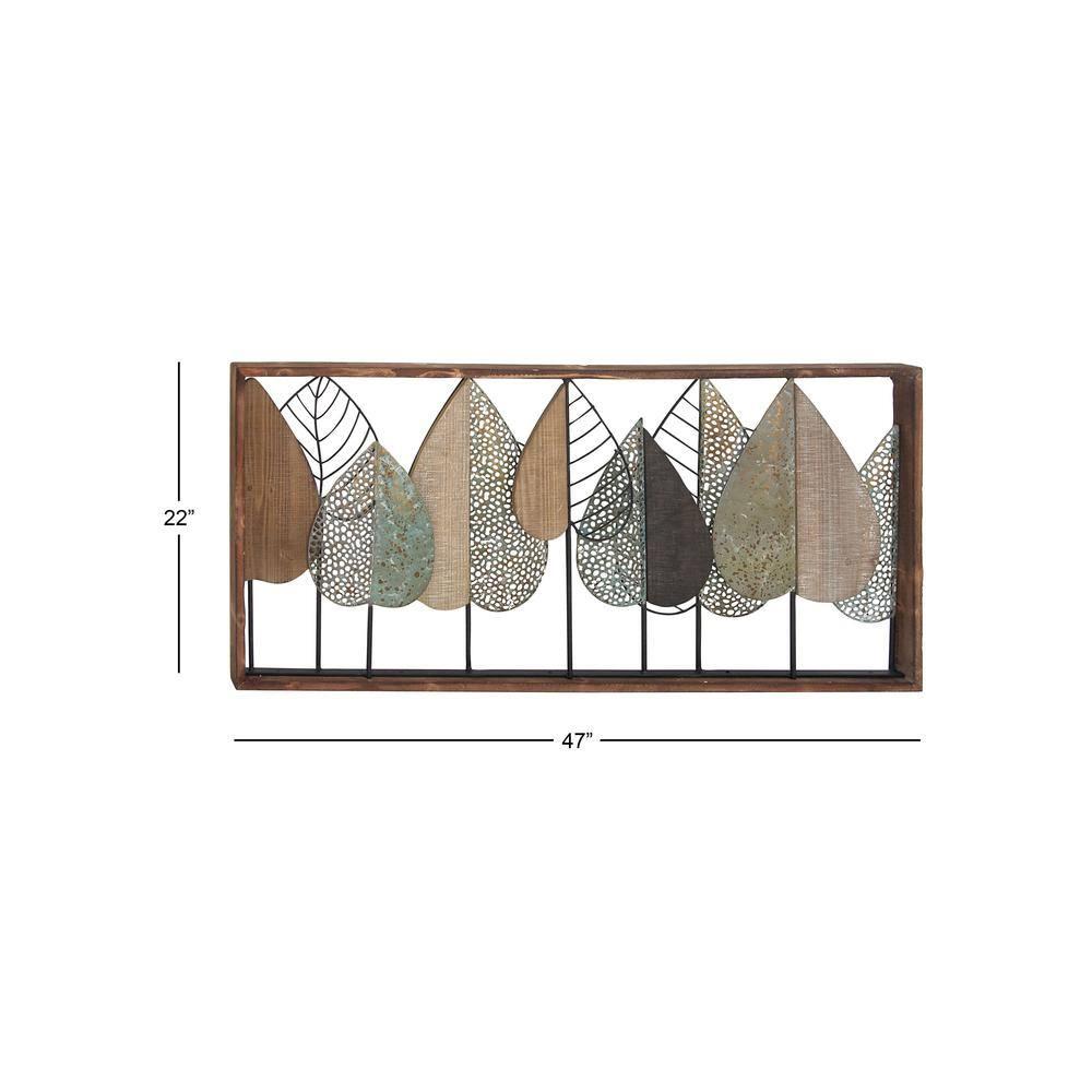 XMVJHOME Modern Leaf Wall Art Sculpture With Metal Wire Accents, Minimalist Botanical Home Decor, Open-Frame Design For Contemporary Interiors