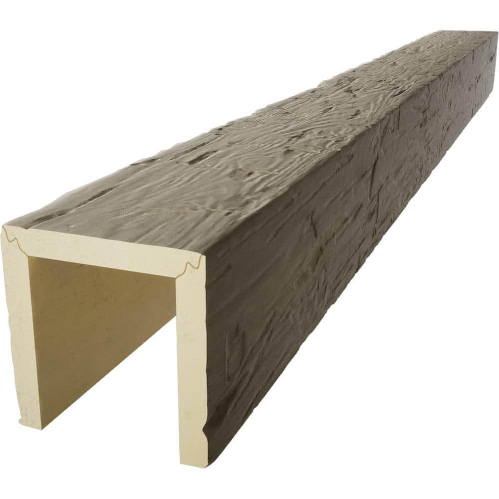 Ekena Millwork Hand Hewn Timberthane Faux Wood 3-Sided Ceiling Beam (U-beam)