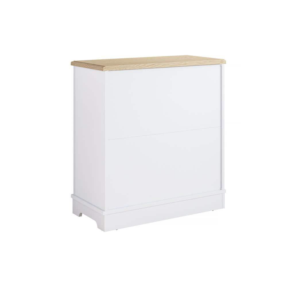 30" Storage Sideboard Buffet Cabinet White - Home Essentials: Rustic Bohemian Style, Adjustable Shelves, Tempered Glass Doors