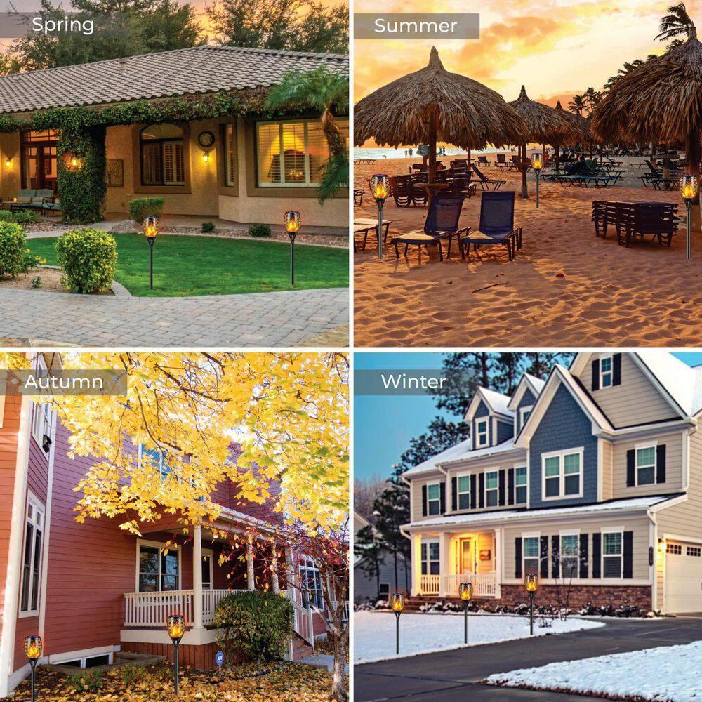 XODO FL1 Solar Outdoor Lights, 4-PK Solar Flickering Light, Pathway Lighting