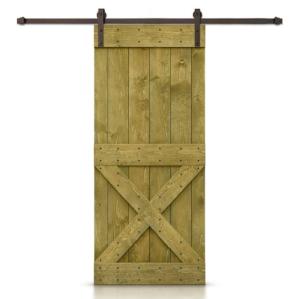 Calhome Solid Wood Paneled Painted with Installation Hardware Kit Barn Door