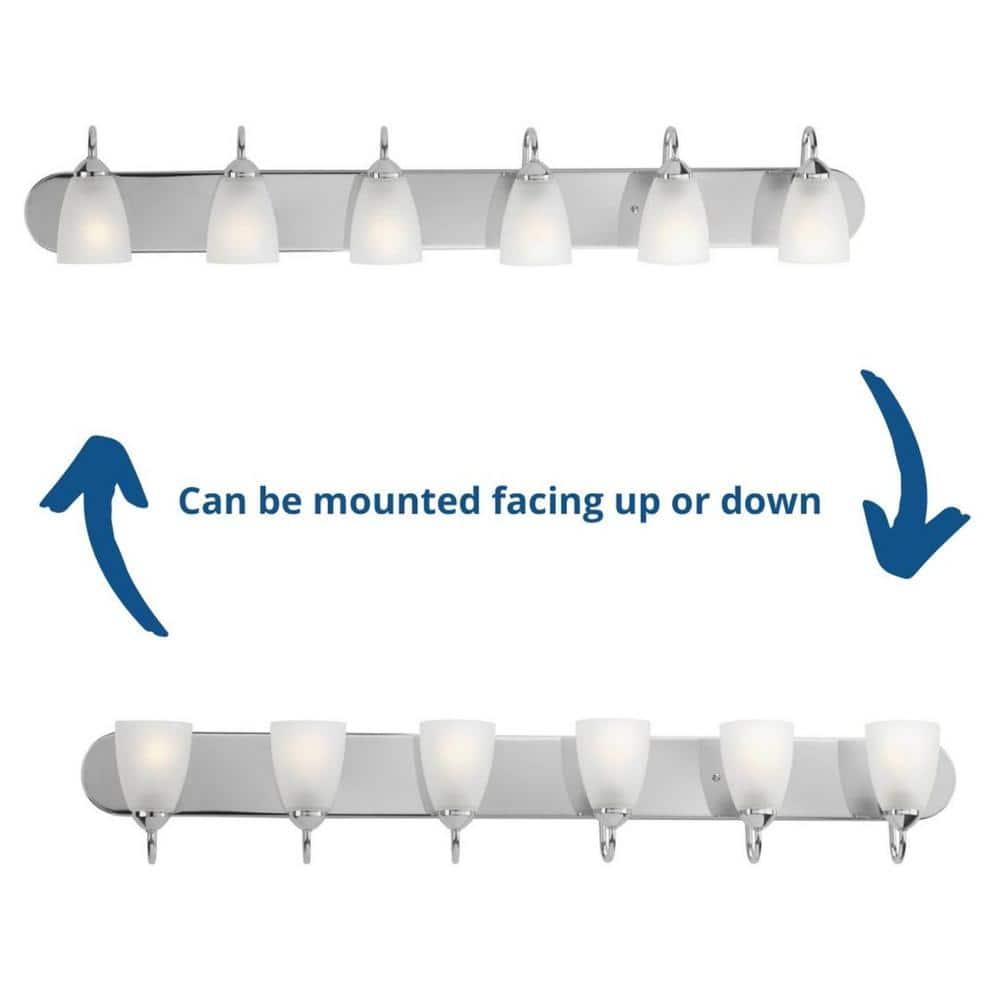 Progress Lighting Gather 6-Light Bath Bracket, Polished Chrome, Etched Glass Shades