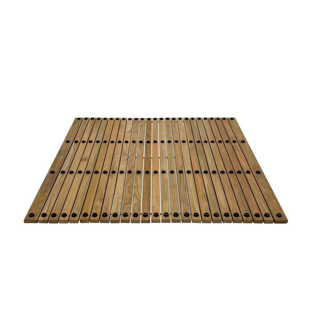 Nordic Style Nordic Style Teak Natural Shower And Bath String Mat With Rubber Footing 30″ X 30″
