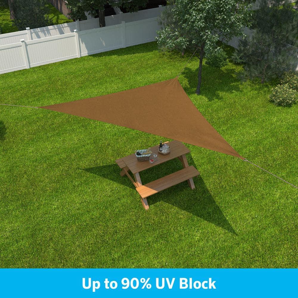 Coolaroo Ready-to-Hang Shade Sail - 90% UV Block Breathable Outdoor Sun Shade with Pre-Attached Ropes for Patios, Gardens & Seasonal Use, 12ft, Triangle, Coca