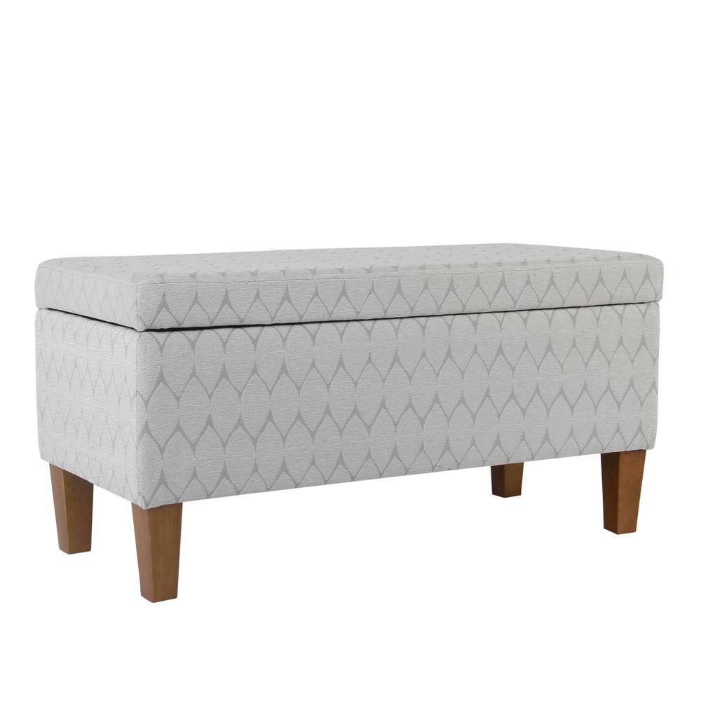 Large Textured Storage Bench Light Gray - HomePop: Upholstered, Bedroom, Rectangular, Wood Legs