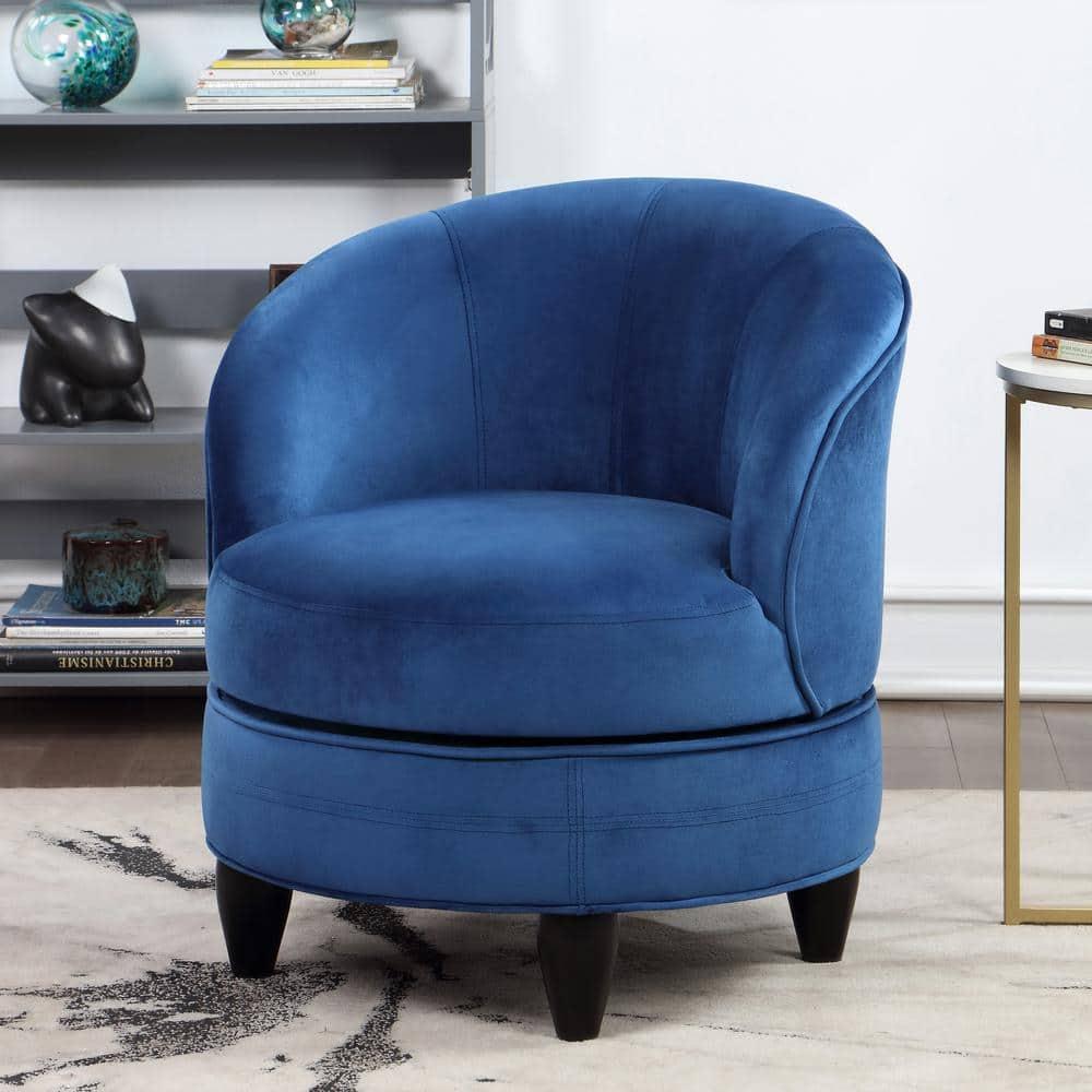 Sophia Velvet Swivel Accent Chair Blue - Steve Silver Co.: Transitional, Armless, 360° Base