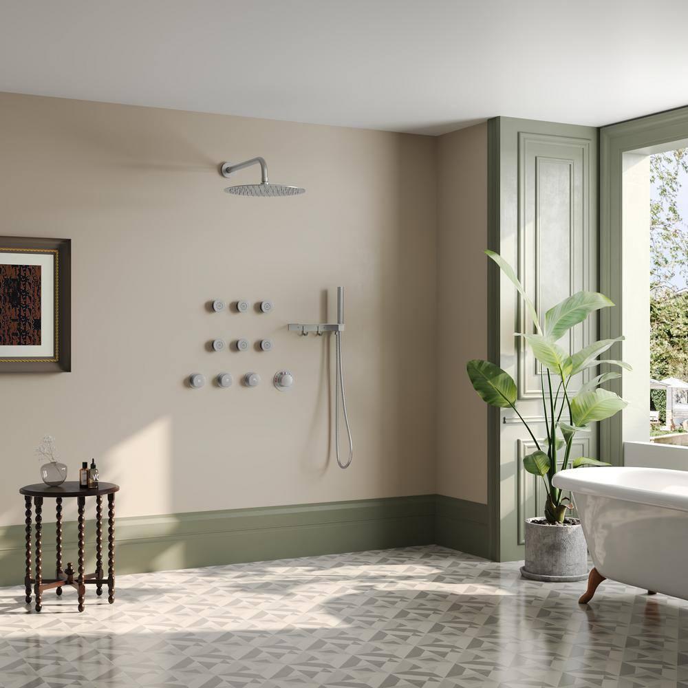 Thermostatic Shower System 12" Rain Shower Head withHandheld Spray,Shower Faucet Set with Valve Trim Kit