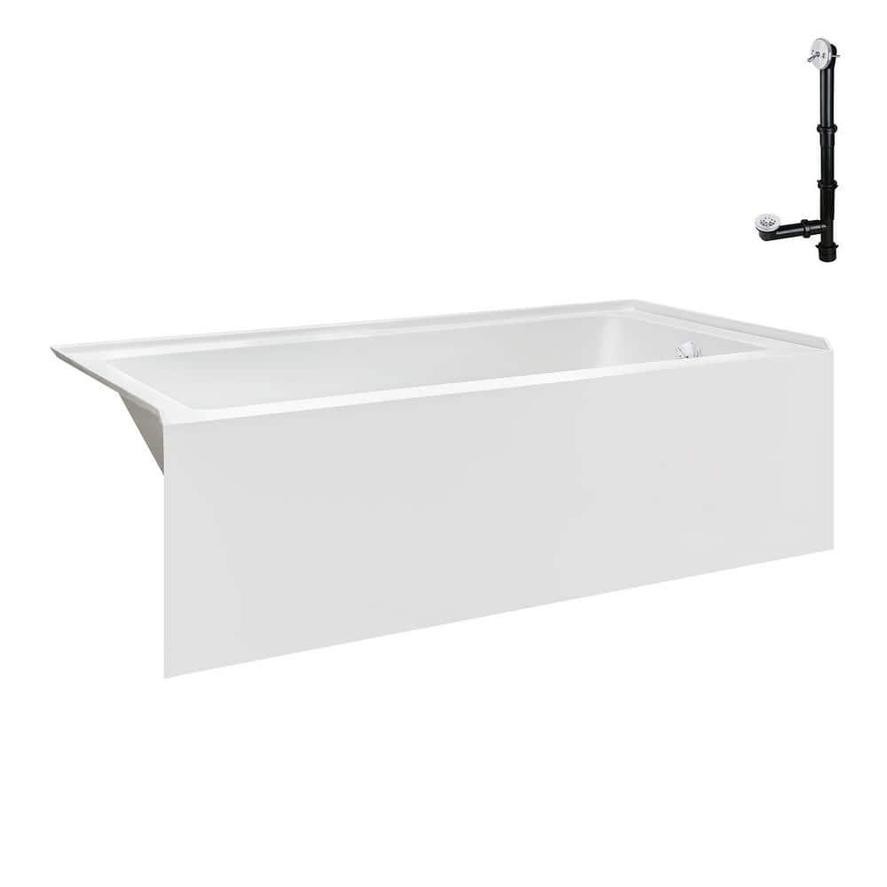 Streamline Bath Streamline 60 in. x 32 in. Acrylic Right-Hand Drain Alcove Bathtub in Glossy White With External Drain NAL-5580-WH