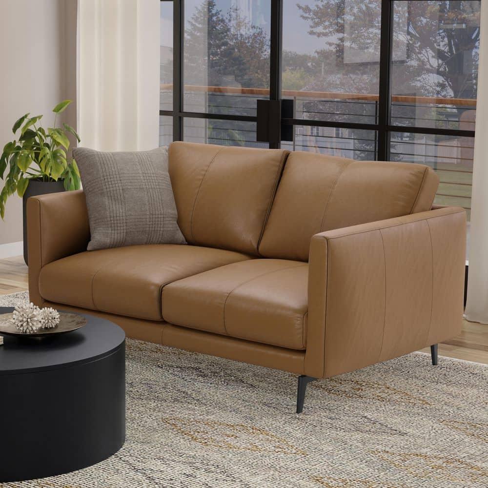 Simpli Home Stevens Leather Sofa