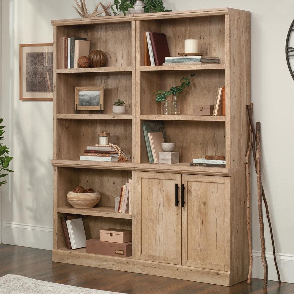 Sauder 70.866" Aspen Post Library Bookcase Prime Oak: Laminated Adjustable Shelves, MDF Frame, Metal Hardware
