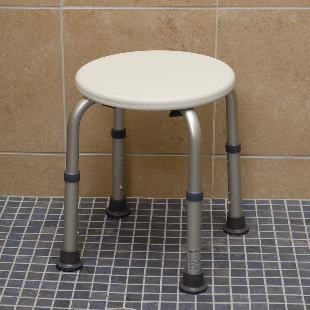 VAIKAXY Shower Chair Bath Seat for Tub or Shower Bench for Inside Shower, Made of Non Slip Aluminum with Plastic Seat, Adjustable Height, Holds Weight up to 330 Pounds, Bath Stool, White