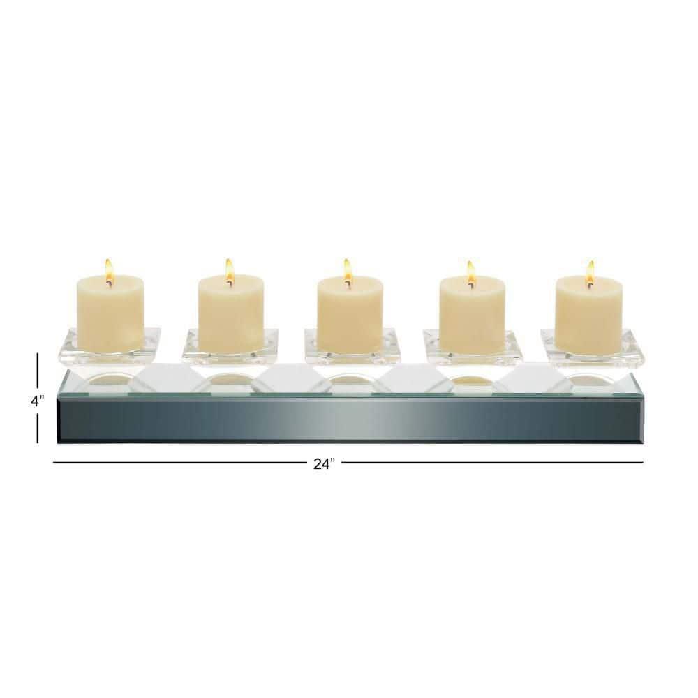 Glass Handmade Pillar 5 Plate Decorative Silver Candelabra with Mirrored Sides
