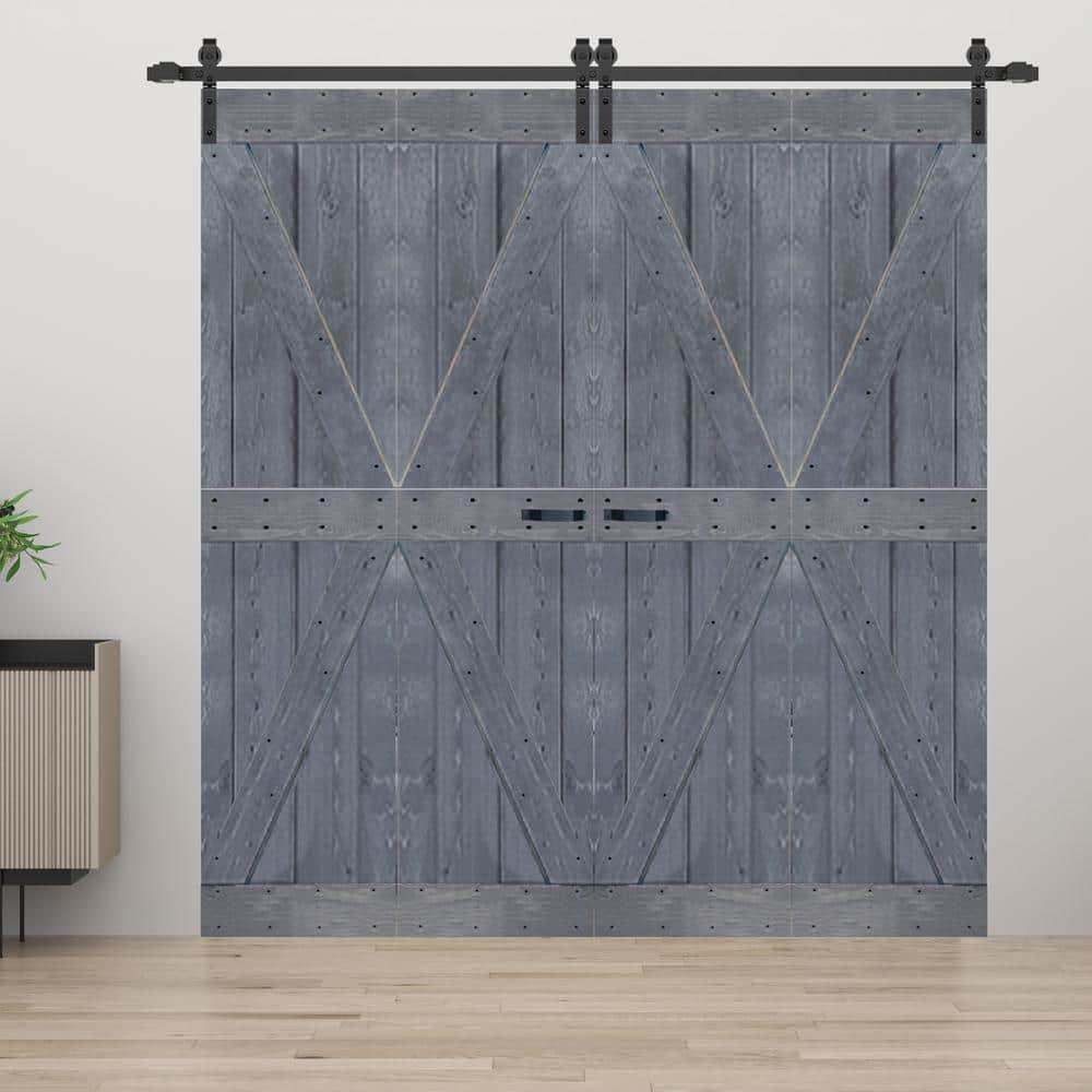 K Style Finished Solid Wood Bi-Fold Double Barn Door With Hardware Kit -Assembly Needed