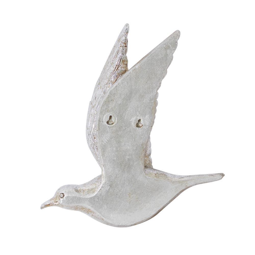 DecMode Silver Polystone Metallic 3D Sculpted Bird Wall Decor (3 Count)