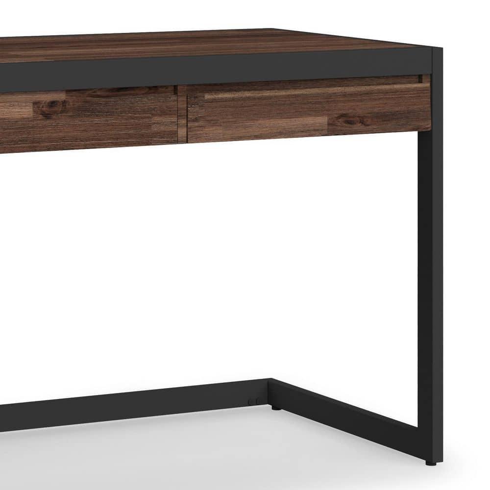 Simpli Home Erina 48"W Solid Acacia Wood Small Desk, Industrial Style with Keyboard Tray and 2 Drawers