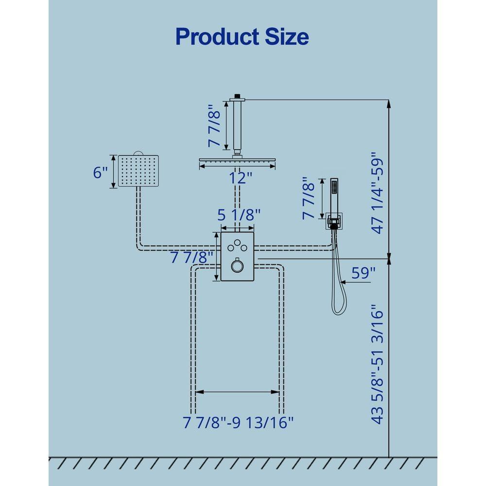 GRANDJOY Dual Wall Mount Rainfall Shower Head System Adjustable 12 inch & 6 inch Shower Faucet Set with Handheld Shower Spray Thermostatic Pressure Balance Value, Brushed Gold